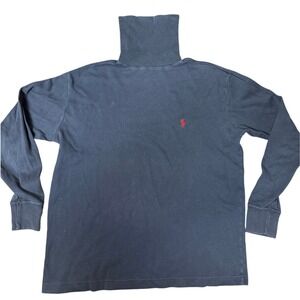 Vintage Polo Ralph Lauren Turtleneck Mens M Navy Blue Long Sleeve Shirt Made USA